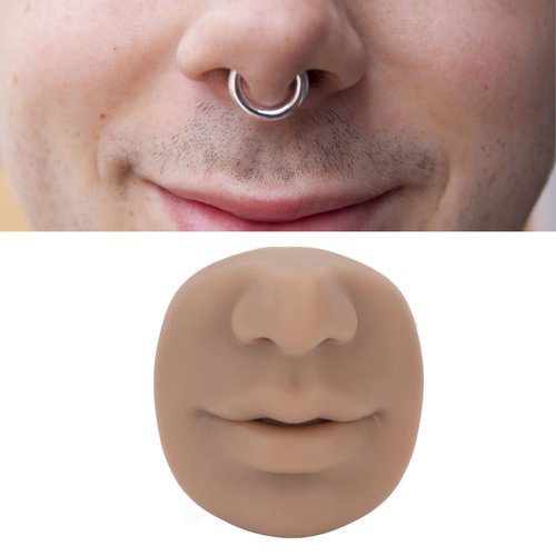 Piercing Training Model, Practice Piercing Tool for Face and Nose with Realistic Skin Texture Reusable Nose Display for Salon Training Body Piercing Education Face Piercing Practice (Dark Skin Tone)