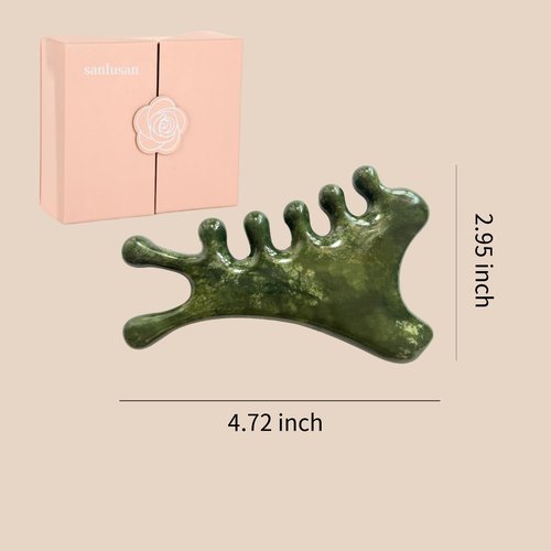 4-in-1 gua sha Tool for face | Jade Facial Massage Tool | Face Lymphatic Drainage Tool | 100% Natural Jade Stone face Sculpting Tool