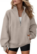 AUTOMET Women's Oversized Quarter Zip Sweatshirt - Cozy Fleece Pullover Hoodie for Fall Workouts