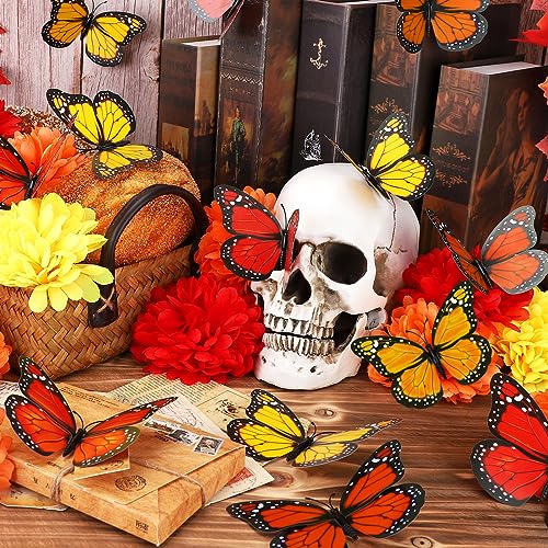 Hommtina 40 Pcs Monarch Butterfly Wall Decor - Orange-Yellow Mixed