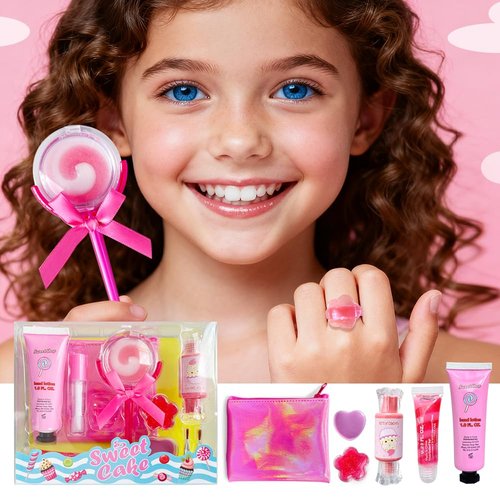 M&U MAKE YOU UP Lip Gloss Set - 11-Piece Ice Cream & Lollipop Shaped Lip Care Collection for Girls