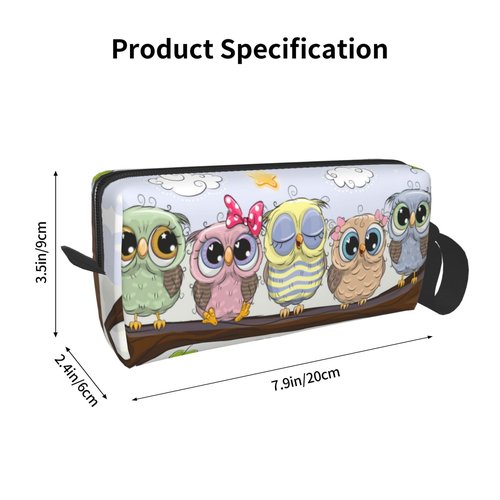 JKJOJIA Cute Owl Makeup Bag Organizer Small Cosmetic Bags Portable Travel Toiletry Bag With Handle Simple Accessories Storage Zipper Pouch For Women Girl