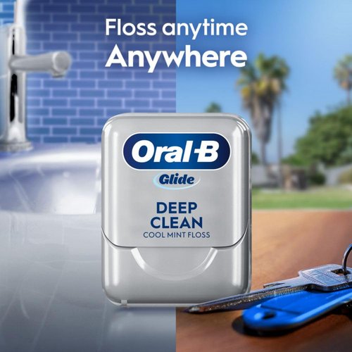 Oral-B Glide Dental Floss - Shred Resistant & Gentle on Gums | Cool Mint Flavor, 40 M, 3 Count