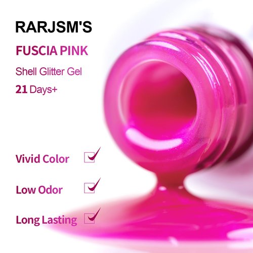 RARJSM Pearlescent Gel Nail Polish Fuscia Pink Purple Shell Glitter Shimmer Iridescent Mermaid Nail Gel Polish Soak Off LED UV Curing Requires Swirl Thread Effect DIY Manicure Use 7.5ML Summer Nail