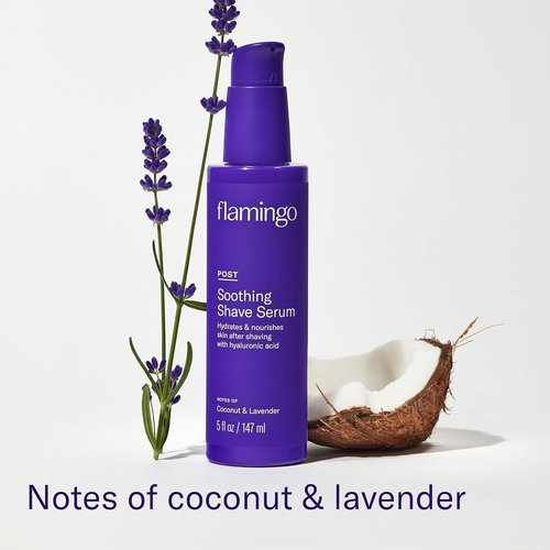 Flamingo Shaving Prep and Post Care Set for Women - Smoothing Shave Prep Scrub and Soothing Post Shaving Serum - Glow Shave Collection