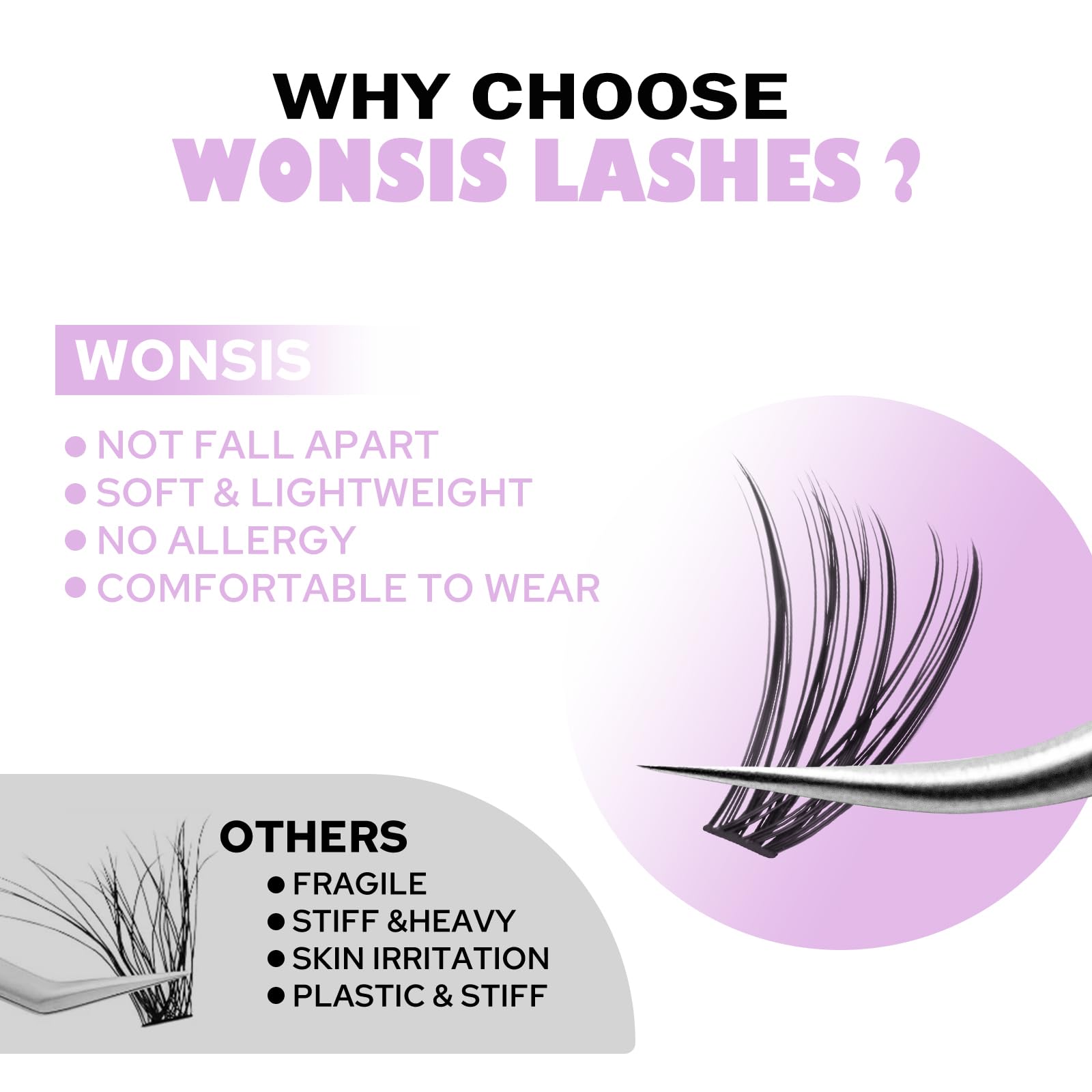 WONSIS Individual Lashes, Lash Clusters, 280 Pcs 30D Individual Lash Extensions, Natural Soft Lightweight Reusable DIY Eyelash Extensions, Thickness 0.07mm C Curl False Eyelashes (30D 8-16mm)…