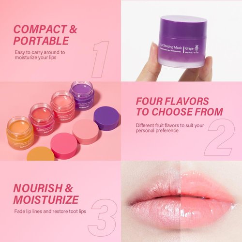 Hydrating Sleeping Lip Mask for Intense Overnight Moisture. (1, Grape)