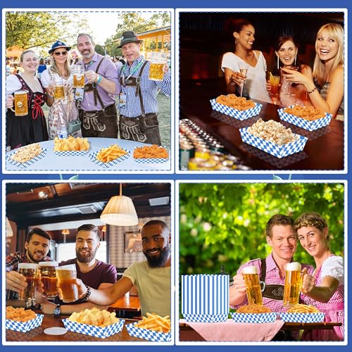 Oktoberfest Food Trays Set - 100 Disposable Paper Party Food Containers - Oktoberfest 2 Variation