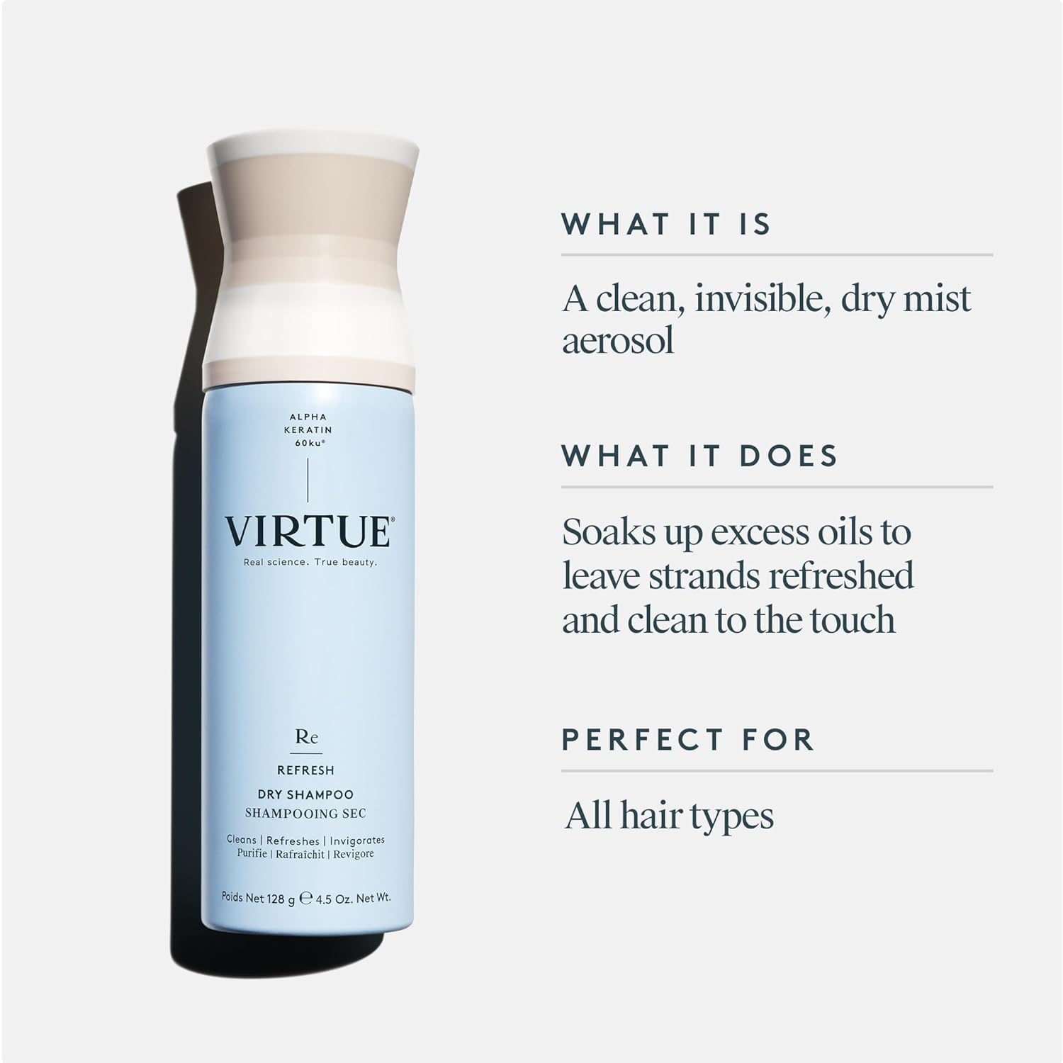 Virtue Dry Shampoo Spray - Oily Hair Solution, Sulfate-Free & Color Safe for All Hair Types