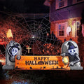 10FT Halloween Inflatable Skeleton Tombstone Banner with LED Lights Yard Decor