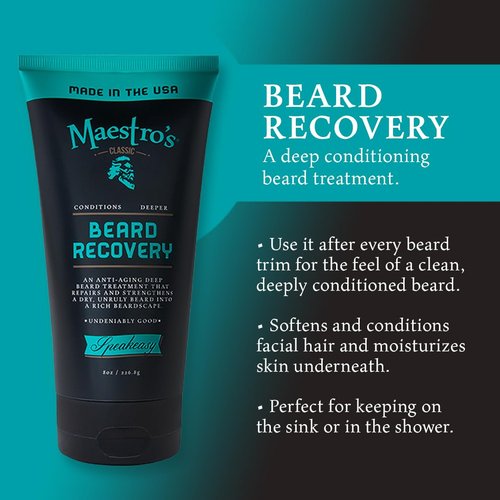 Maestro's Classic Beard Recovery Tube – Mark of a Man Blend | Beard Moisturizer for All Hair Types | Hydrating, Soothing & Softening Beard Conditioner for Men, 8 Ounce