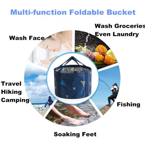 24L Large Foldable Feet Soaking Bath Tub Collapsible Bucket, Portable Travel Foot Soak Spa Basin for Camping Washing, Dark Blue