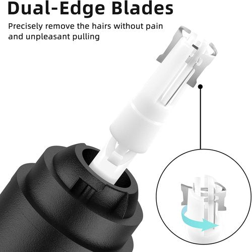 Smity Nose Hair Trimmer - Rechargeable Cordless Dual Edge Blades with LED Light | Painless Grooming Tool for Men & Women (Black)