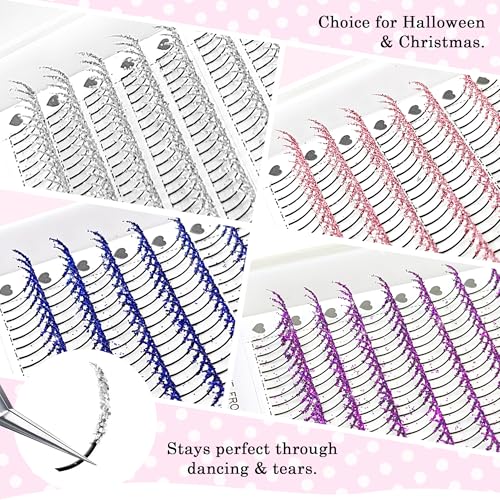 Glitter Lash Extensions Purple C-8-15mm - Sparkle Individual False Eyelashes