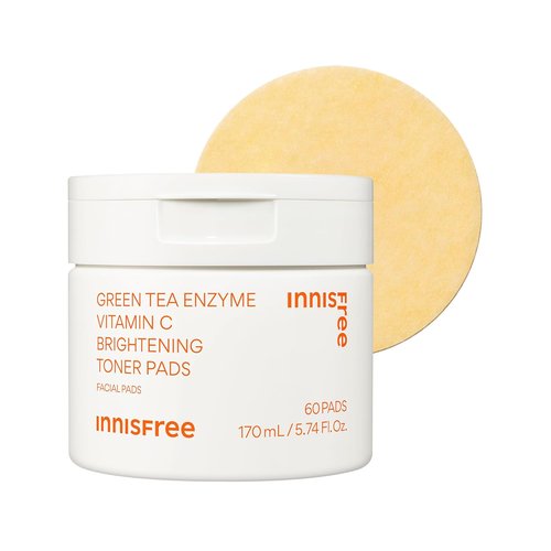 Innisfree Green Tea Enzyme Toner Pads - Brightening Face Pads for Dark Spots & Radiance