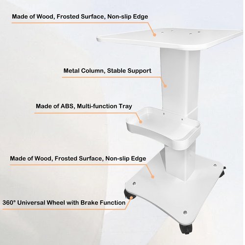 FUMOLEER Esthetician Cart, 3 Tier Beauty Rolling Trolley with Rotation Wheels, Aluminum Alloy Tray Rolling Cart for Hair Salon, Spa Salon Beauty Machine Storage