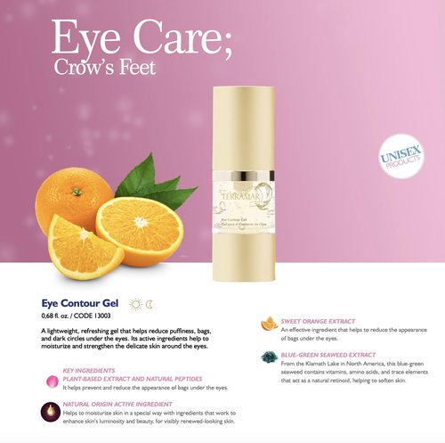 Terramar eye contour gel - Reduces Puffiness & Dark Circles, Hydrates & Smooths Fine Lines with Caffeine & Botanical Extracts