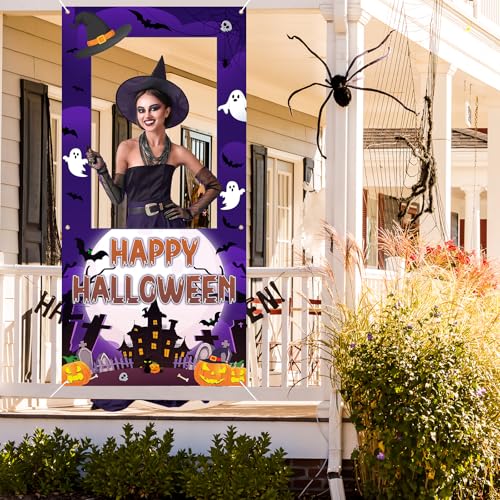 Halloween Photo Booth Props Frame 35x73 Inch - Purple Party Decor
