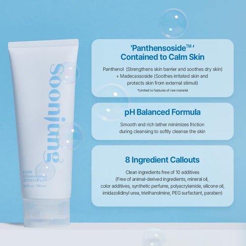 ETUDE SoonJung 5.5 Foam Cleanser - Gentle Face Wash for Sensitive Skin | Hypoallergenic & Low pH (5.1 Fl Oz)