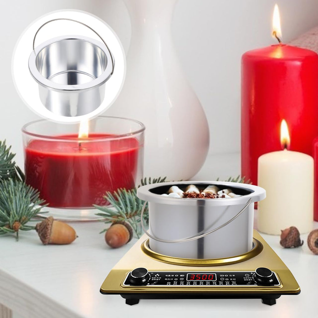 WOONEKY Wax Heater Inner Pot 4.92 Inch Aluminum Non-Stick Wax Melting Bowl Silver Warmer Accessory with Ergonomic Handle for Hair Removal and Salon Use