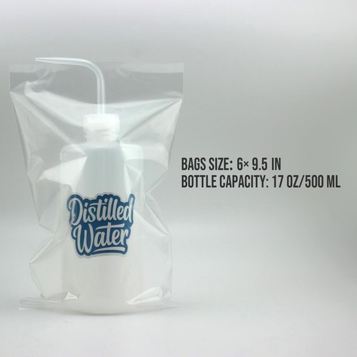 Tattoo Bottle Bags–250PCS Wash Bottle Bags for 17oz/500ml Squeeze & Spray Bottles, with 8 Bottle Stickers, 2 Paper Tapes, 100 Rubber Bands–Professional Tattoo Supplies Accessories Kit (Clear)
