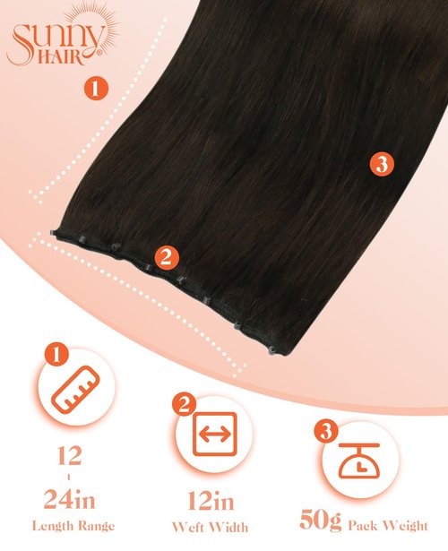 Sunny Hair Beaded Weft Hair Extensions Human Hair Brown Micro Weft Hair Extensions Real Human Hair Dark Brown Micro Bead Wefts Extensions Short Straight Hair Can Be Styled With Heat 14inch 50g