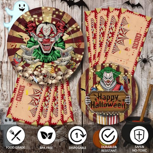 Halloween Evil Circus Disposable Tableware Set for Kids Party - Serves 24