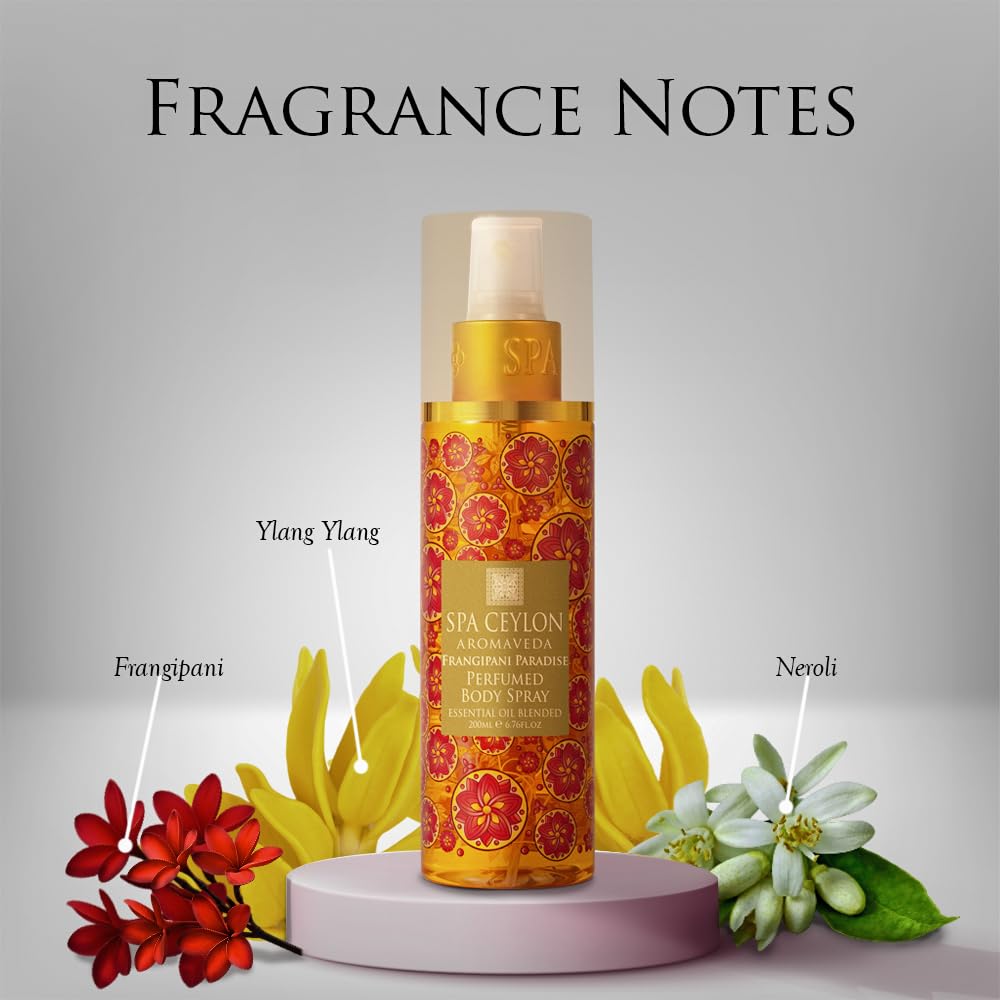 SPA CEYLON Frangipani Paradise Body Spray - Tropical Floral Fragrance Mist with Jasmine | Inviting Women's Perfume