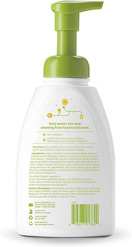 Babyganics Baby Shampoo & Body Wash - Chamomile Verbena, 16oz Pump Bottle for Gentle Cleansing