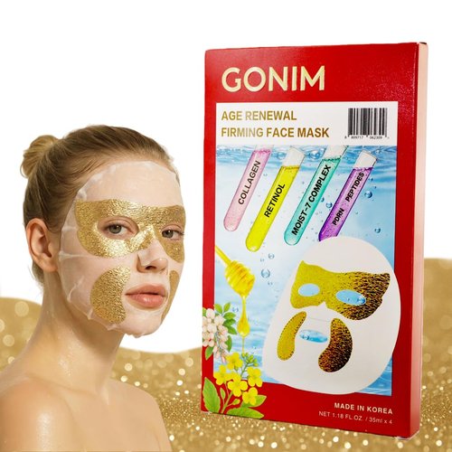 GONIM Eye Patches Eye Mask with Integrated Korean Face Mask-Collagen Peptides,Salmon DNA PDRN, Retinol & Caffeine, Eye Patches for Puffy Eyes and Dark Circles Korean Skin Care Anti Aging 35ml/1.18ozx4