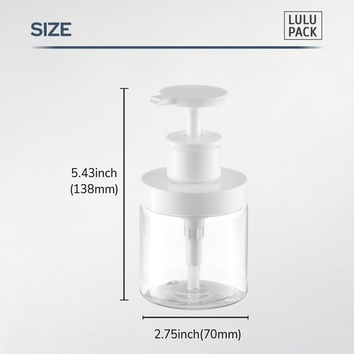 Lulupack Pump Bottle Dispenser for Soap - 8 oz Plastic Empty Container for Shampoo and Conditioner - Refillable Lotion Jar for Shower and Hand Soap - Wide Mouth Wash Bottle for Bathroom 250ml Clear