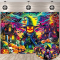 Halloween Pumpkin Photography Backdrop 7x5FT Colorful Spooky Moon Skull Graveyard Scene - Variation of 7x5FT: 84'x60'