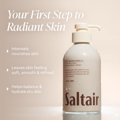 Saltair Body Wash 2-Pack – Salt Water Vanilla – Moisturizing Body Wash with Multi-Algae Complex – Scented Shower Gel for Women and Men – 2x 17oz – Vegan, Cruelty-Free, Paraben-Free