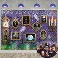 Halloween Haunted House Backdrop 7x5FT Purple Spooky Ghost & Spider Wall Decor - Digital Photo Background