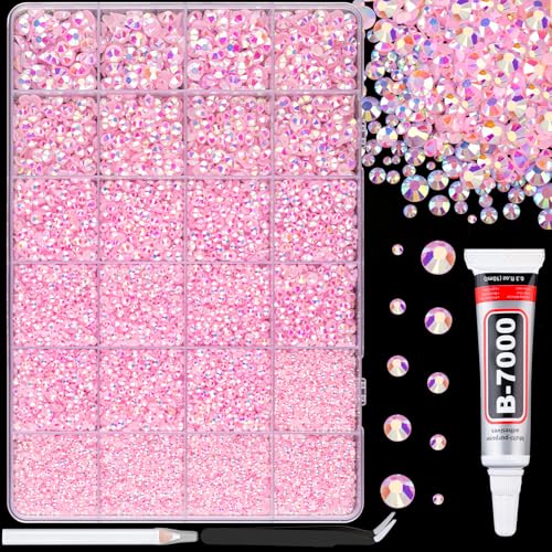 Light Pink AB Resin Rhinestones 25000pcs Craft Gems with Glue - Large Pack