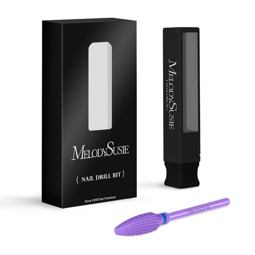 MelodySusie Large Cone Nail Drill Bits, 3/32'' Carbide Tungsten Multi-function Bits, Fast Remove Acrylic or Hard Gel for Manicure Pedicure Salon Professional or Beginner, Purple, Medium