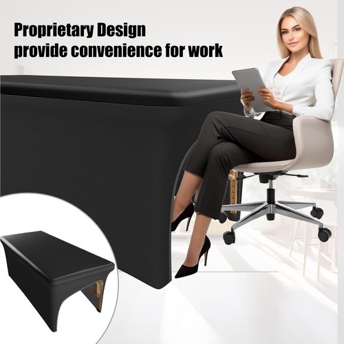KIDOACOW Leather Massage Table Cover Wipeable Massage Bed Cover Protector, Reusable & Waterproof Lash Bed Cover Fitted, Odorless Vegan Leather Spa Salon Bed Covers (Black Tablecloth for 6FT Table)