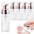 BOSMIOW 5PCS 50ml/1.7oz Clear Plastic Frosted Foam Bottles with Rose Gold Pump Head Empty Mini Soap Dispenser Refillable Mousse Bottles for Shampoo Shower Gel Hand Soap Foaming
