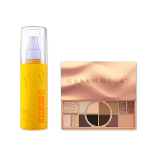 Urban Decay Naked Palette & Dewy Setting Spray Bundle - Multi-Use Neutrals | All Nighter Waterproof (4 Fl Oz)