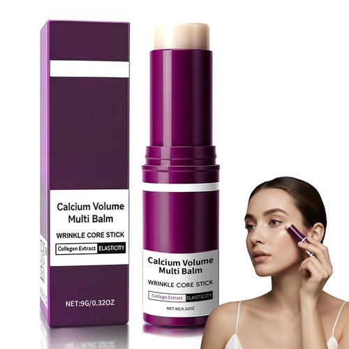 Cementerre Calcium Multi Balm Stick, Korean Calcium Volume Multi Balm, Collagen Moisturing Stick, Anti-aging, Wrinkles, Sagging, Hydrating, Firming Skin, Suitable for Eyes, Face & Neck-Rose red
