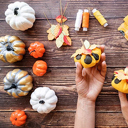 Artificial Pumpkin Fall Harvest Foam Decor Set - 7 Pieces for Halloween & Autumn