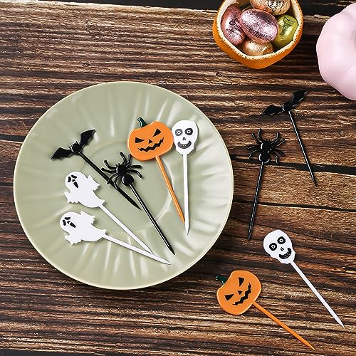 Halloween Plastic Toothpicks Cupcake Topper Set - 100 Pieces for Food Decoration