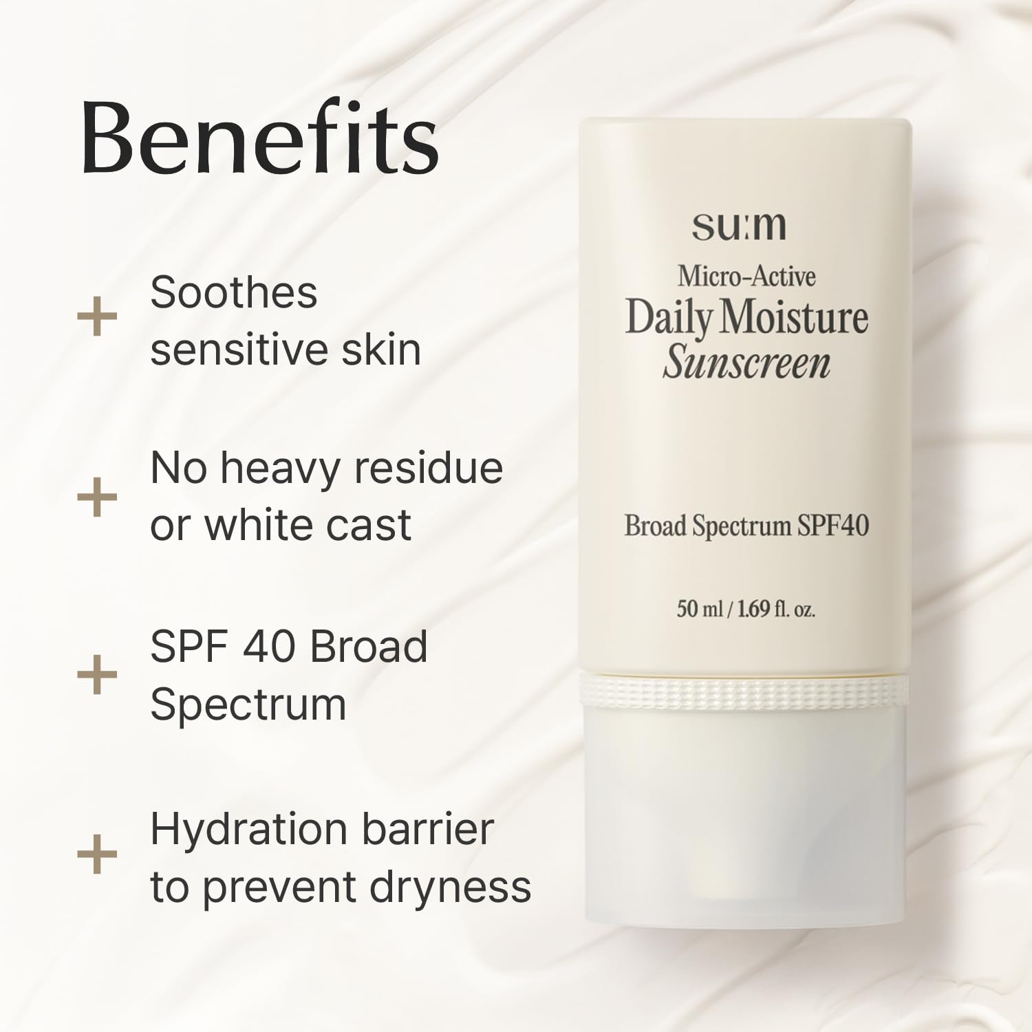SU:M Micro-Active Daily Moisture Sunscreen - SPF 40 Korean Skincare for Hydration & UV Protection (1.69 fl oz)