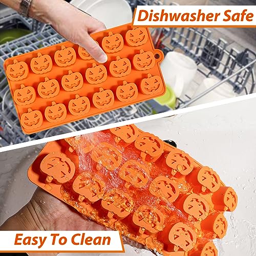 Halloween Pumpkin Chocolate Mold 2-Piece Silicone Candy Molds for Cakes, Cookies, Jellies, and Decorations - Pumpkin-2pcs