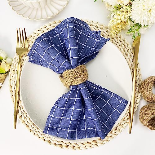 Farmhouse Burlap Napkin Rings Set of 24 for Rustic Table Decor