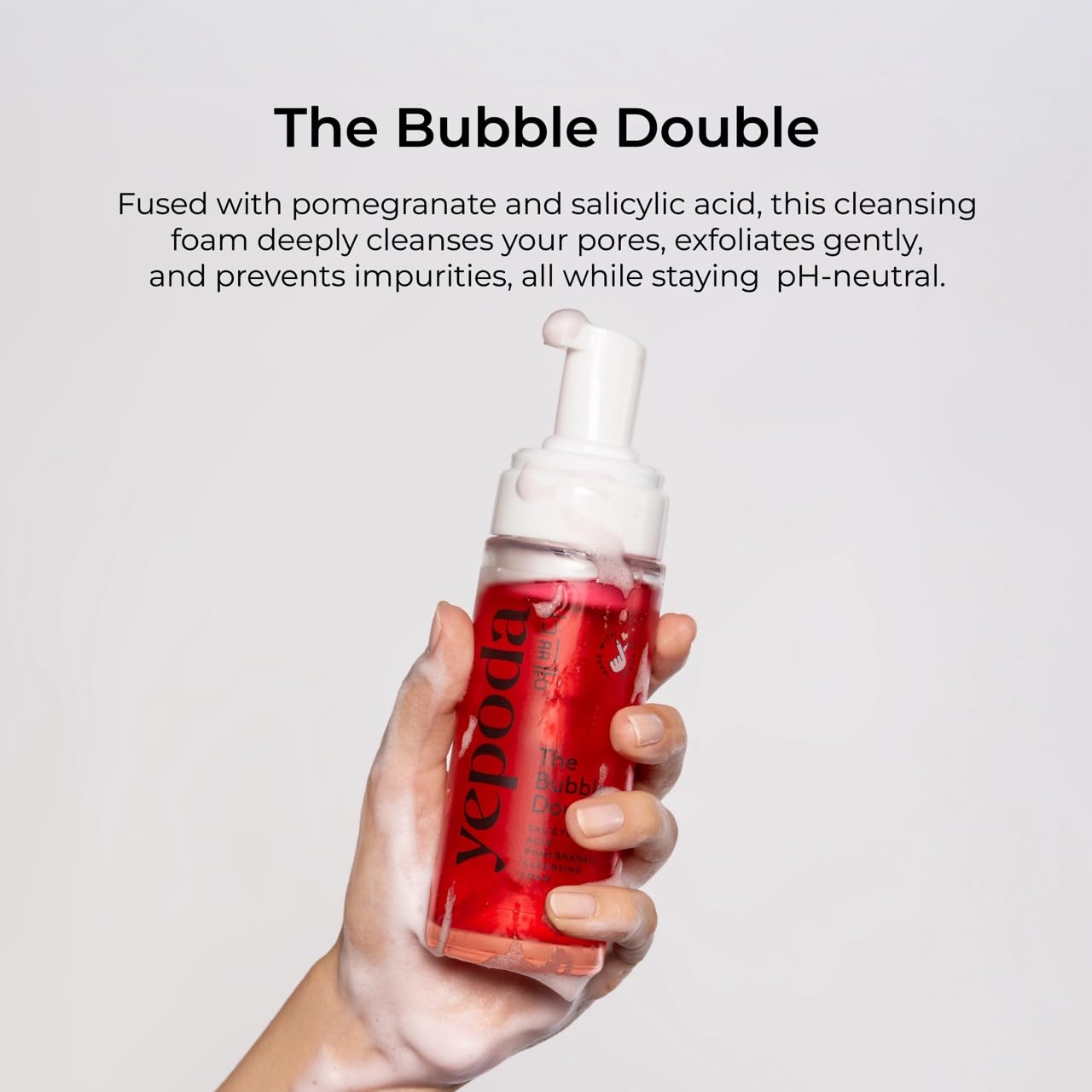 Yepoda Bubble Double Cleansing Foam - Gently Exfoliating Vegan Face Cleanser for All Skin Types | 4.22 FL. OZ.