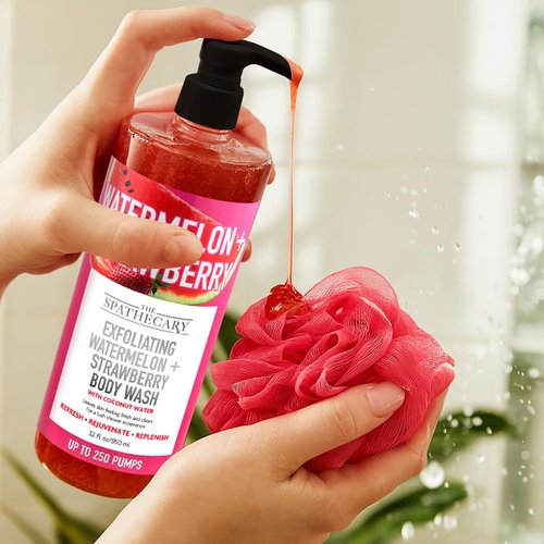 Skiennix Exfoliating Body Wash - Watermelon & Strawberry Coconut Scrub for Smooth Skin | 32 oz, Cruelty-Free