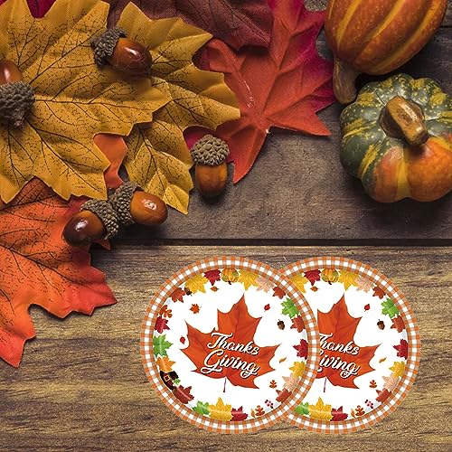 Thanksgiving Maple Leaf Disposable Paper Plates 7-inch Fall Harvest Dinnerware Set of 24