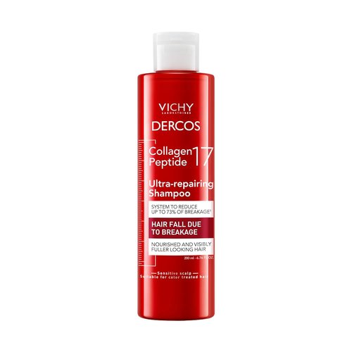 Dercos Collagen Peptide 17 Ultra-Repairing Shampoo - Strengthens Weak Hair, Reduces Breakage & Boosts Volume