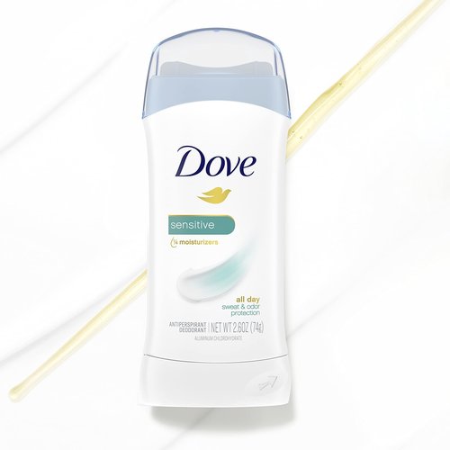 Dove Invisible Solid Antiperspirant Deodorant Stick for Women, 6 Count, Sensitive, for All Day Underarm Sweat & Odor Protection 2.6 oz